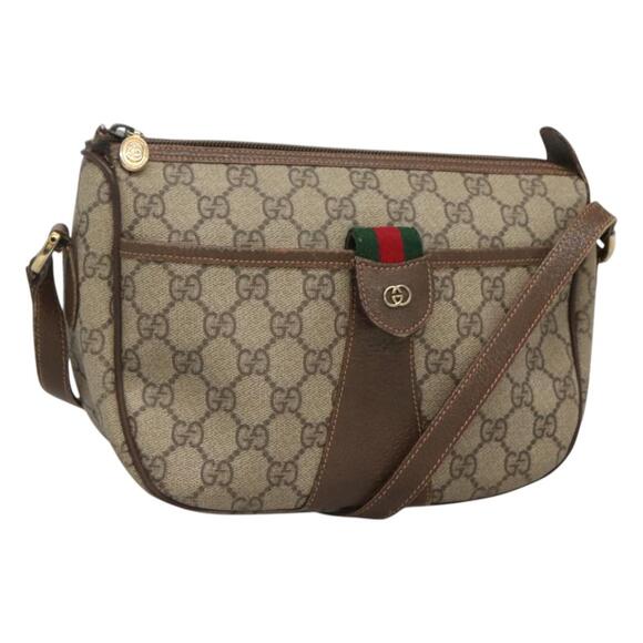 GUCCI GG Supreme Web Sherry Line Shoulder Bag Pvc Beige Gold Red - Picture 1 of 16